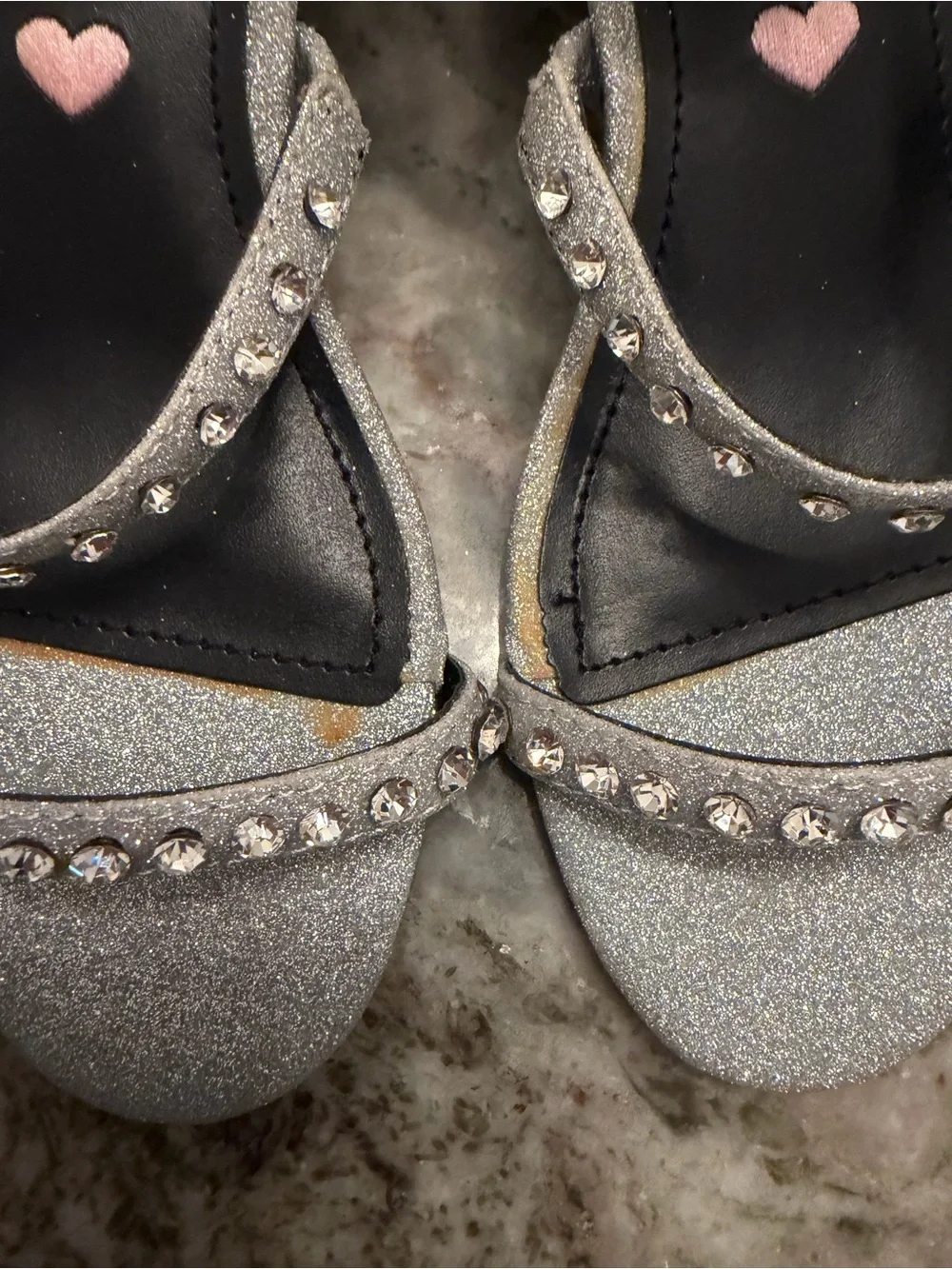 Steve Madden Girls Silver Glitter Rhinestone Ankle Strap Heels Girls size 13
